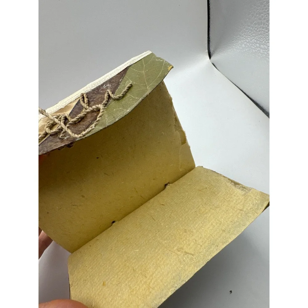 Handmade Bali Leaf Journal Pressed Foliage Notebook‎ Twig Detail Boho Green Tan